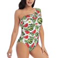 thumbnail image 3 of Wukai Watermelons Chic One Shoulder Swimwear with Ruffle Design and Tummy Control Skirt: Fashionable, Supportive, Comfortable for Beach-Small, 3 of 7