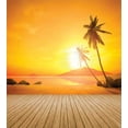 thumbnail image 3 of Ambesonne Tropical Duvet Cover Sets, Wooden Deck Sunset, 2-Twin, Orange Brown, 3 of 4