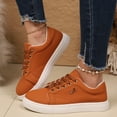 thumbnail image 3 of Platform Fashion Sneakers for Women Spring Fall Casual Leather Lace up Chunky Walking Flats Shoes, 3 of 7