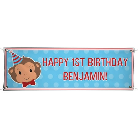 Personalized Oversized Birthday  Banner Party  Monkey  Boy 
