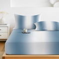 thumbnail image 6 of Twin XL Size Fitted Sheet Set - Blue White Ombre 2 Piece Bedding Sets 16" Deep Pocket Fitted Sheet with 1 Pillowcases, Modern Abstract Art Farmhouse Gradient Brushed Microfiber Hotel Bed Sheets, 6 of 9