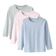 thumbnail image 3 of QLEICOM 3PCS Toddler Boys Long Sleeve Shirts, Youth Boys Dry-Fit Moisture Wicking Athletic Performance T-Shirt, Soft Cotton Crewneck Thin Base Shirt Top Solid Colors for 2-14 Years Old, 3 of 7