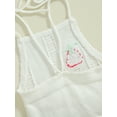 thumbnail image 7 of Suealasg Baby Girl Summer Outfits Daisy/Strawberry Embroidery Sleeveless Tie-Up Spaghetti Strap Knit Romper Shorts 2Pcs Clothes Set, 7 of 7