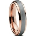 thumbnail image 2 of Charming Jewelers Tungsten Wedding Band Ring 4mm for Men Women Comfort Fit 18K Rose Gold Plated Beveled Edge Brushed Polished Lifetime Guarantee Size 4.5, 2 of 5
