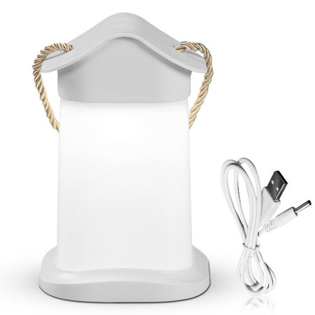 

DALX Bedroom Soft Night Light Bedside Button Operation Dimmable LED House Shape Handheld Rechargeable 8W Adjustable Lamp