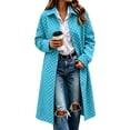 thumbnail image 2 of Hzzrkos Women's Polka Dot Long Coat, Lapel Collar Button Front Long Sleeve Casual Overcoat, Printed Lightweight Outerwear for Everyday Wear and Layering, 2 of 5