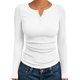 thumbnail image 1 of Camisetas de Larga para Mujer, Estilo Henley, Informales, para Otoño Tops Ajustados, Camisetas Básicas de Canalé S, 1 of 8