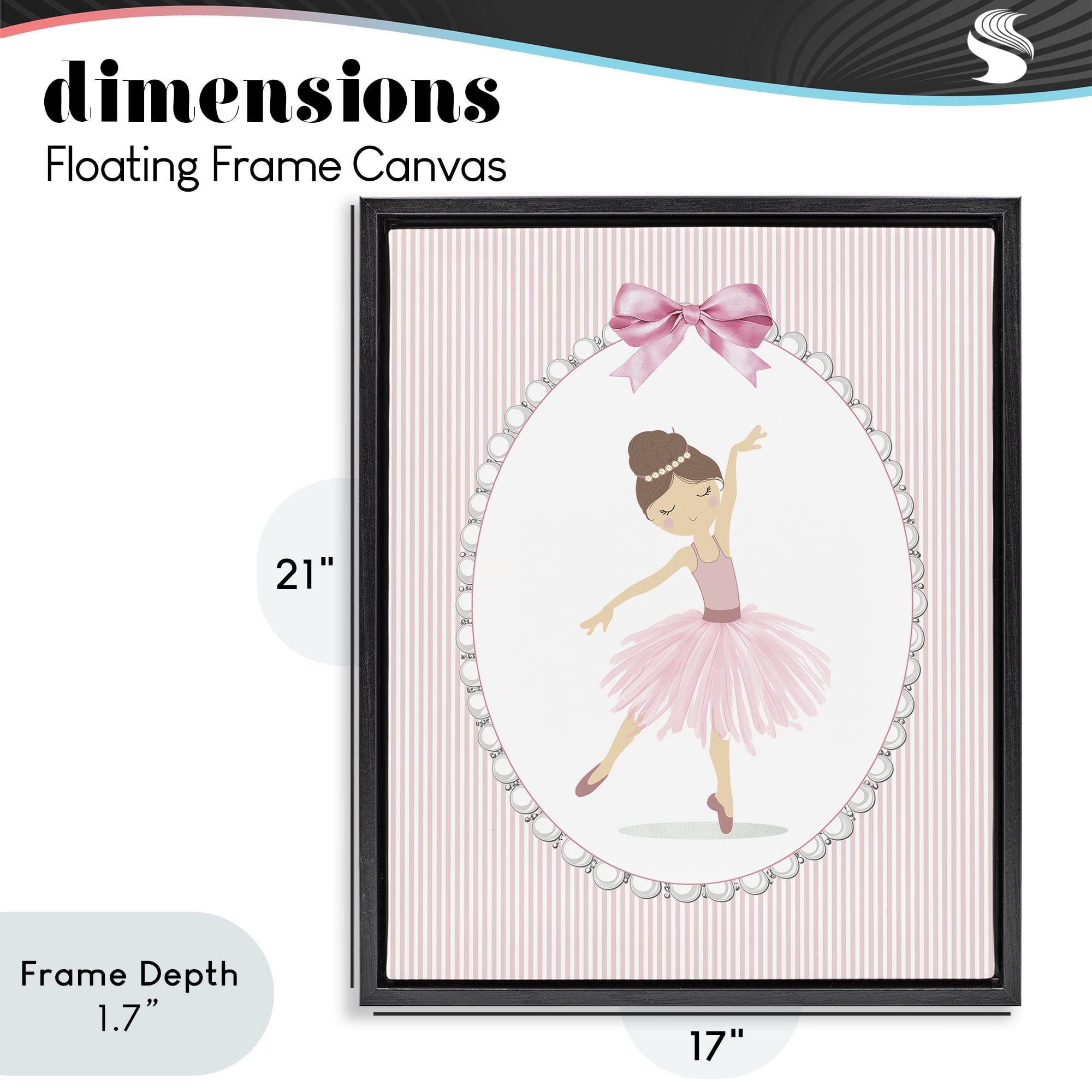 Stupell Industries Delicate Dance on Stripes Black Framed Floater Canvas Wall Art, design by Christine Simpson Art