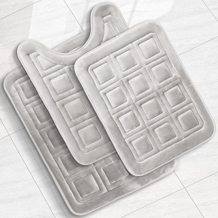 Velvet Memory Foam Bathroom Rugs Ultra Soft Bath Mat Rug Non Slip Waffle Design