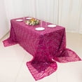 thumbnail image 3 of Efavormart 90"x156" Fuchsia Silver Wave Embroidered Seamless Sequin Rectangle Tablecloth, 3 of 6