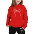 thumbnail image 2 of Tiweut Girls 2pcs Outfits Bow Print Long Sleeve Hoodies and Shorts Kids Set,5-6 Y, 2 of 3