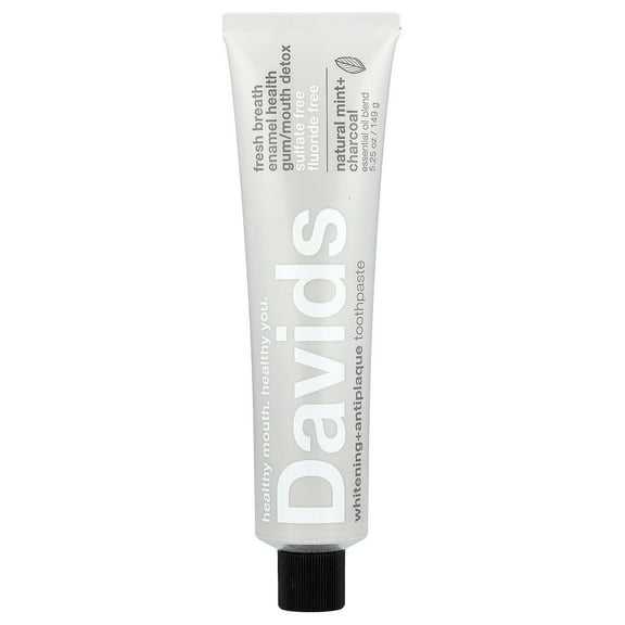 Davids Whitening   Antiplaque Toothpaste, Natural Mint   Charcoal , 5.25 oz (149 g)