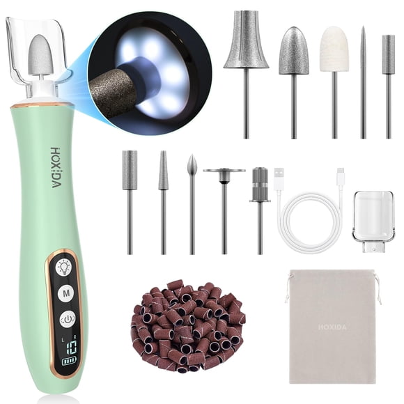Taladro eléctrico para uñas Hoxida inalámbrico con luz LED de 360°, 10 velocidades