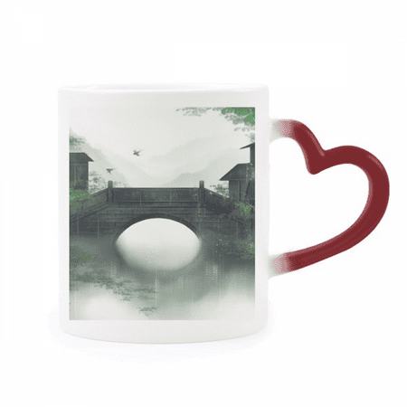 

Southern Season Chinese Style Watercolor Heat Sensitive Mug Red Color Changing Stoneware Cup