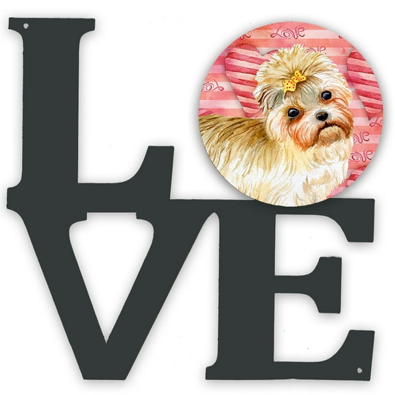 Morkie Love Metal Wall Artwork LOVE Red