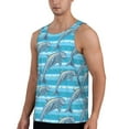 thumbnail image 2 of Fotbe Dolphin Pattern Men's Quick Dry Workout Tank Top Gym Muscle Tee Fitness Bodybuilding Sleeveless T Shirt Breathable Workout Shirt-XX-Large, 2 of 9