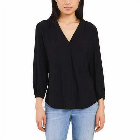 Two by Vince Camuto Ladies' V-Neck Long Sleeve Top, Olympia Black Large