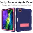 thumbnail image 3 of iPad Pro 11 inch 2nd Generation 2020 Case with Pencil Holder, Kids Case For iPad Pro 11 2020, Heavy Duty Rugged Drop-Proof Shockproof Case Kickstand Protective Cover, Navy+Rose, 3 of 6