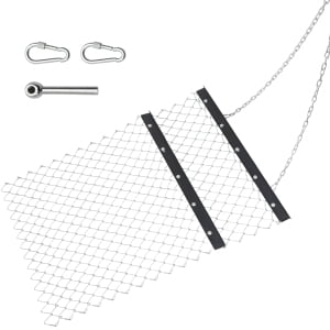 Rugerasy 4*5 Feet ATV Drag Harrow,Chain Harrow for Landscape Leveling,Durable UTV Tractor Attachment Seed Harrow for Gravel Driveway,Farm,Garden,Silver