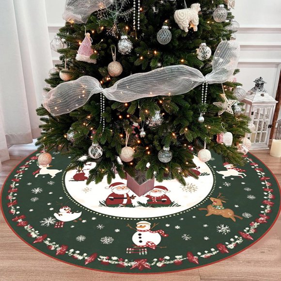 Falda lavable para árbol de Navidad | Alfombra y tapete para árbol de Navidad | Funda de poliéster de pelo corto con estampado de alta definición para la decoración del hogar