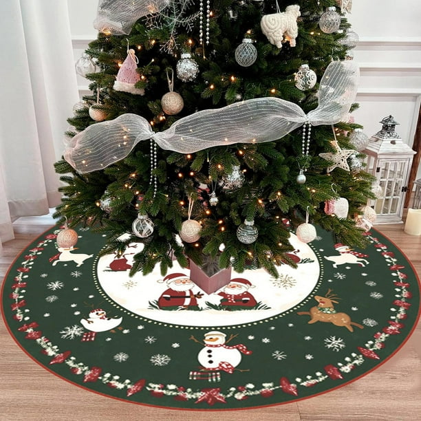 Washable Christmas Tree Skirt Christmas Tree Rug Decor Short Pile High-Definition Printed Christmas Tree Skirt