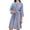 Blue, variant on Women's Billowy Waffle Bathrobe Comfy Home Belted Chic Fall Sleeping Long Sleeve Nightwear Calf Length Bath Robe Navy XX-Large-3X-Large