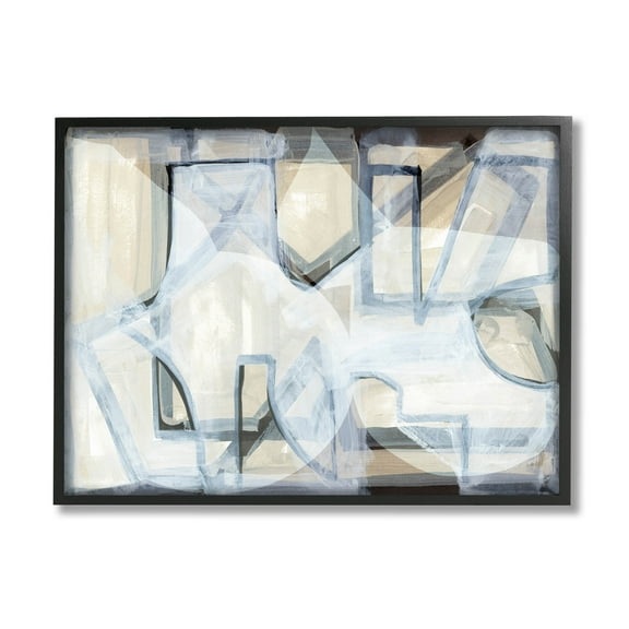 Stupell Industries Abstract Overlapping Geometric Shapes Painting Black Framed Art Print Wall Art, Design by Cartissi