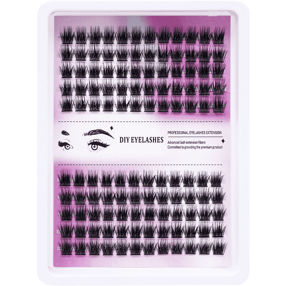 ELAE Black 3D Volume DIY Lash Clusters, D Curl  Anime Style Faux Mink False Eyelashes, 120 Pcs
