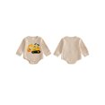 thumbnail image 2 of Cjfdfy Newborn Baby Boy Girl My First Halloween Outfit Infant Baby Boys Fall Winter Clothes Waffle Knitted Bubble Romper Pumpkin Bat Ghost in Crane Digger Embroidery Long Sleeve Jumpsuit Bodysuits, 2 of 9