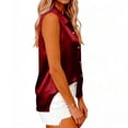 thumbnail image 6 of Women's Sleeveless Button Down Blouse Shirts Tops, Satin Business Casual Shirt for Women, Office Work Vacation Travel Fashion Essential Gift for Ladies | CSEONE,Red XL, 6 of 8