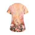 thumbnail image 4 of Rlmidhb Scrub Tops for Women Beige Floral Print Nurse Uniform Half Zip Up Zip up Nurse Scrubs, 4 of 4