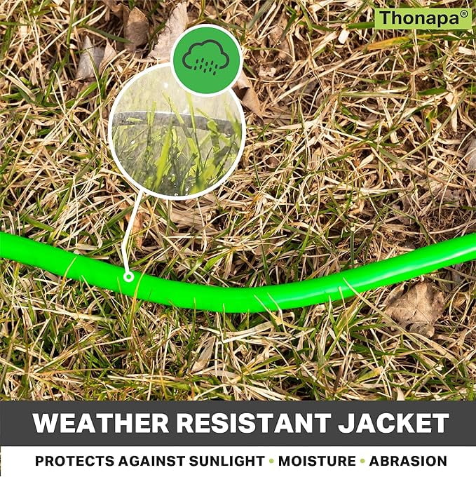Thonapa 50 Ft Extension Cord, Weatherproof Heavy Duty Outdoor Extension Cord 10 AWG 50', SJTW 3 Prong Lighted Plug 10/3 Neon Green Cable 15 Amp, Great for Major Appliances & Garden Tools