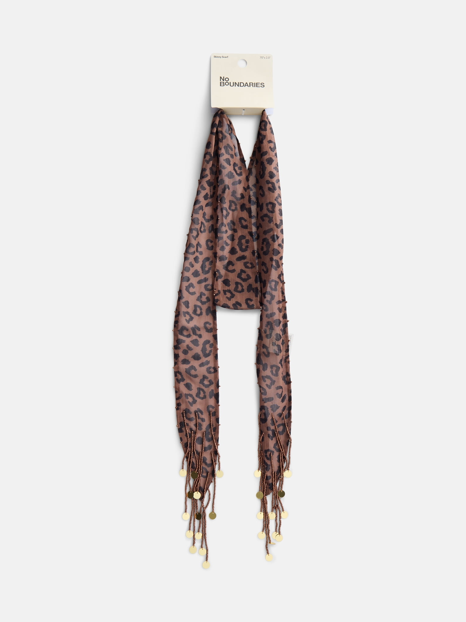 No Boundaries Women's Skinny Scarf, Faux Leopard