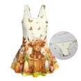thumbnail image 6 of Uourmeti Easter Highland Calf Print Girls' Skirted One-Piece Swimsuit - Quick Dry Stretch Swim Dress for Beach & Pool, Sizes 3-13 Years, 6 of 8