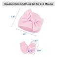 thumbnail image 6 of Zando 4Pcs Newborn Hat and Mitten Set Baby Girls Beanie with Big Bow Warm Baby Hats and No Scratch Mittens 0-3 Months, 6 of 9