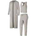 thumbnail image 2 of Women's Tan LSU Tigers Three-Piece Fuzzy Knit Cropped Tank Top, Jogger Pants & Longline Cardigan Set, 2 of 7