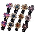 thumbnail image 2 of 1/4/8PCS Sparkling Crystal Braided Hair Clips For Women, Four-Leaf Clover Chopped Hairpin Duckbill Clip with 3 Small Clips, Non-slip Strong Hold Fashion Hair Accessories Gift, 2 of 5