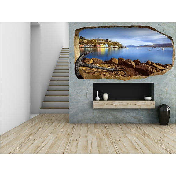 Startonight 3D Mural Wall Art Photo Anchor on the Shore Dual View Wall Mural Wallpaper Beach Large 47.24 ‘’ By 86.61 ‘’