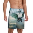 thumbnail image 2 of Balery Cloud Sky Green Dragon Pantalones cortos de pijama de punto de algodón para hombre con cinturilla y bolsillos-4X-Large, 2 of 6