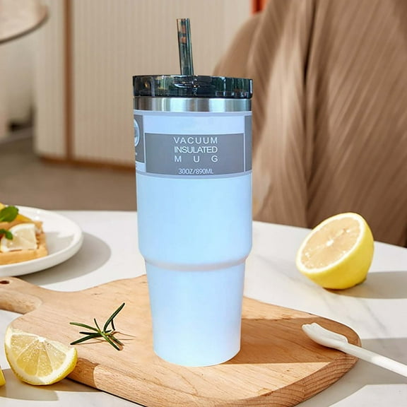 Thermal Insulation Car Mug 30oz 304 Stainless Steel Large Capacity Coffee and Ice Container 890ml with Straw