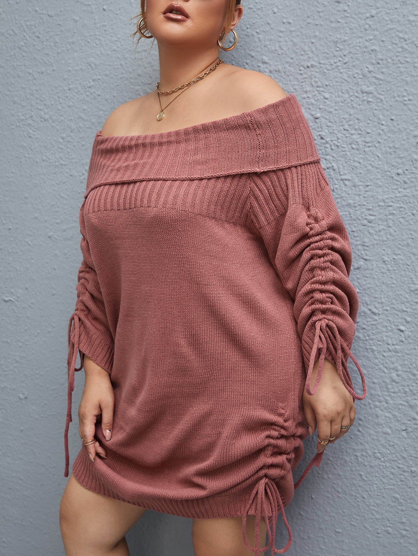 Women's Plus Off Shoulder Drawstring 