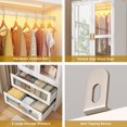 thumbnail image 6 of Full Glass 4 Door Wardrobe Combination for Bedroom, 71"H 63"W Armoire Wardrobe Closet with Mirror & 2 Drawers & LED Hanging Rod, 6 of 8