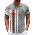 thumbnail image 2 of Mlqidk Short Sleeve Polo Shirts for Men American Flag Golf Shirt Independence Day Stars and Stripes Tees Casual Quick Dry Big and Tall Collared Shirts Gray M, 2 of 5