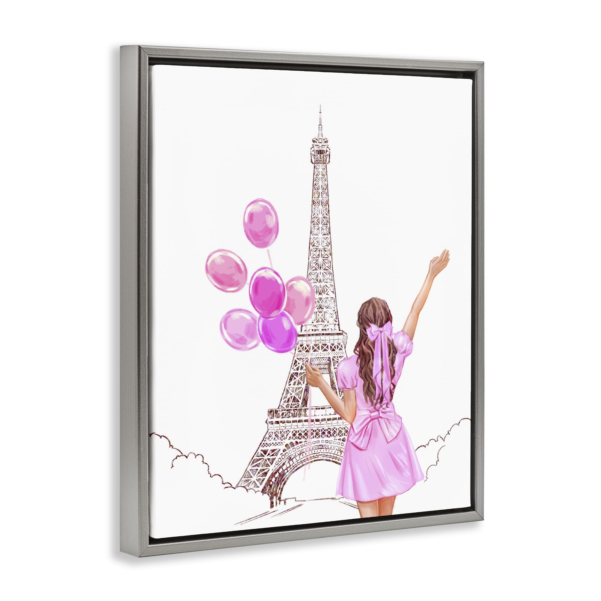 Stupell Industries Chic Paris Celebration Gray Framed Floater Canvas Wall Art, design by Ziwei Li