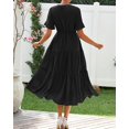 thumbnail image 3 of FreshPretty Summer Dresses for Women 2025 Vacation V Neck Ruffle Short Sleeve A Line Tiered Flowy Casual Midi Beach Dress, 3 of 6