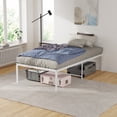 thumbnail image 4 of Lusimo Twin Size Metal Bed Frame 18 inch Heavy Duty Platform Bed Frame Twin with Attach Headboard Hole Anti Slip Support Mattress Foundation, White, 4 of 10