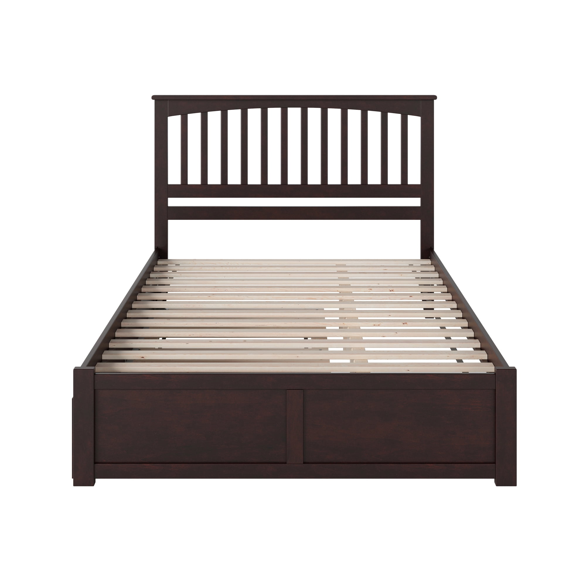 AFI Mission King Wood Platform Bed with Footboard and Twin XL Trundle, Espresso