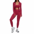 thumbnail image 2 of HPINK-T Womens 3 Piece Tracksuit Set Long Sleeve Zipper Jacket with Athletic High Waist Leggings Workout Outfit, 2 of 7
