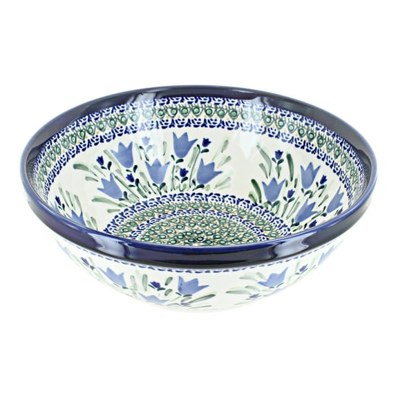 Blue Rose Polish Pottery Blue Tulip Large Serving Bowl