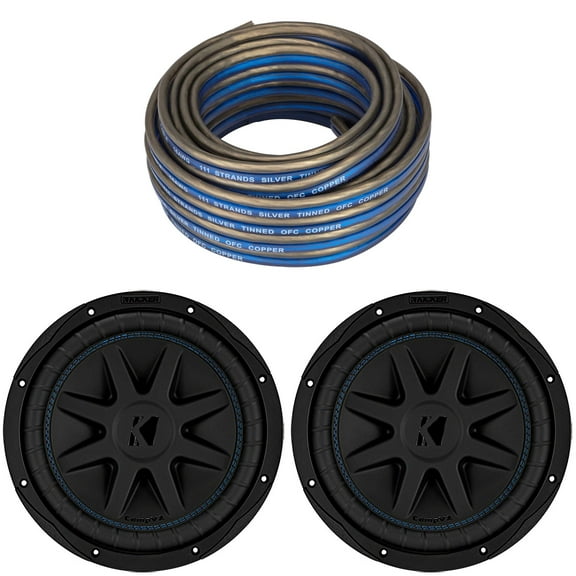 Kicker (2) 50CVX104 10" CompVX 4 Ohm Subwoofer & 46KW1620 16AWG 20ft Speaker Wire